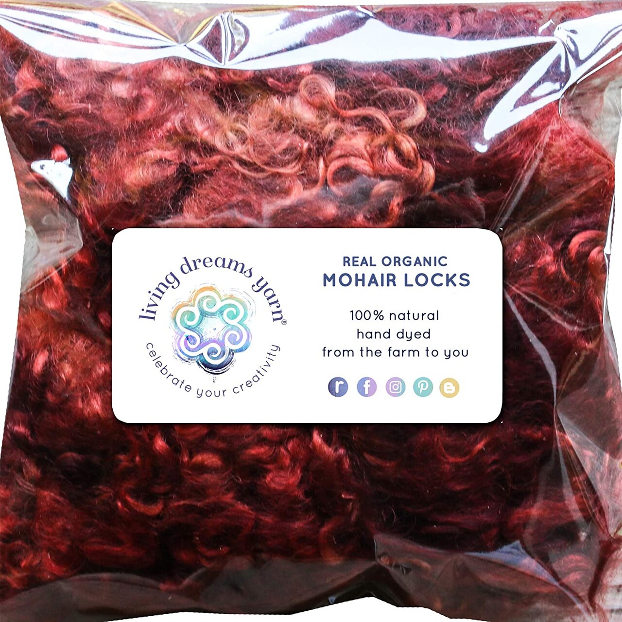 HENNA MOHAIR LOCKS. Organic Hand-Dyed Curly Wool for Rooting Doll Hair, Felting, Blending, Spinning. 1oz